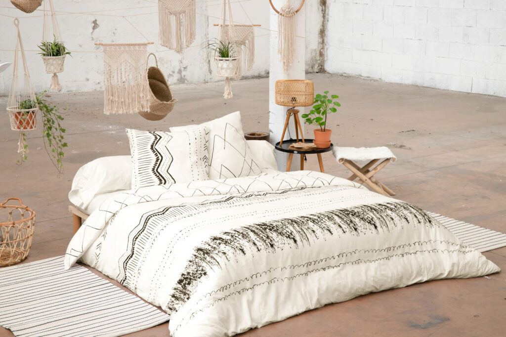 Parure de lit (Housse de couette + 2 Taies d'oreiller) Coton imprimé 200 x 200 cm BERBERE