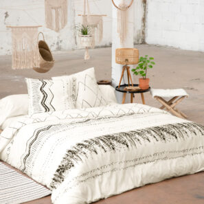 Parure de lit (Housse de couette + 2 Taies d'oreiller) Coton imprimé 200 x 200 cm BERBERE
