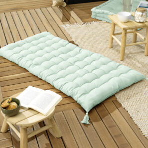 Matelas de sol avec pompons 60 x 120 cm Coton uni KALA Menthe