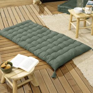 Matelas de sol avec pompons 60 x 120 cm Coton uni KALA Romarin
