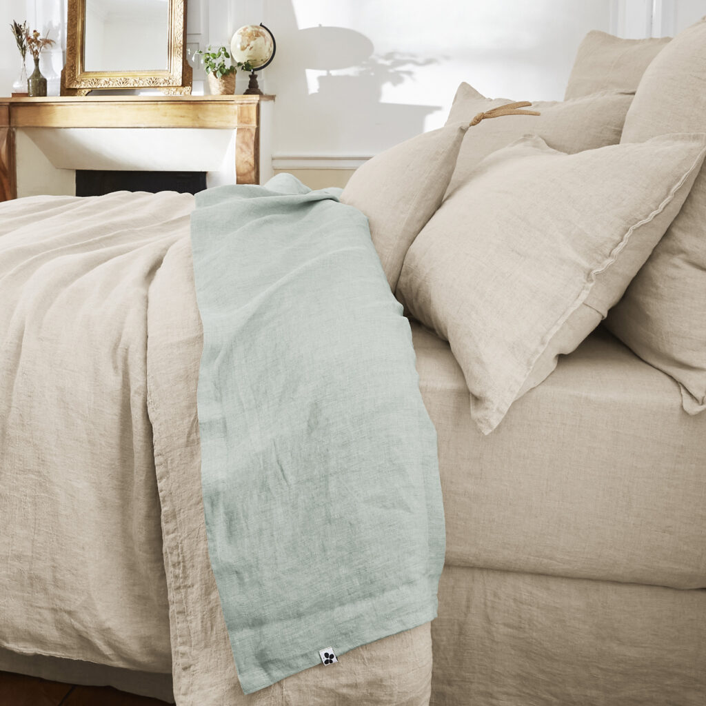 Drap plat 240 x 300 cm Lin lavé SOLINE Eucalyptus