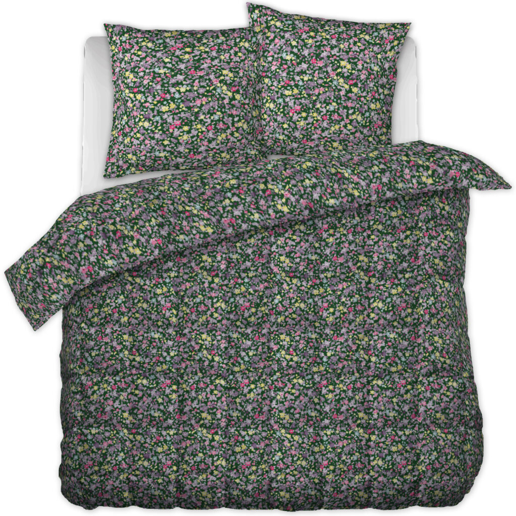Couette imprimée 240 x 220 cm + 2 taies d'oreiller 60 x 60 cm Coton imprimé MYOSOTIS