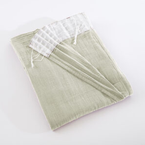 Curtain with gathered ribbon cotton gauze 140 x 240 cm GAÏA Vert d'eau (light green)