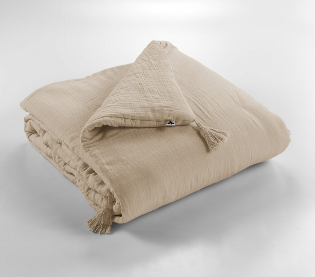 Bout de lit 90 x 200 cm Gaze de coton unie GAÏA Ficelle