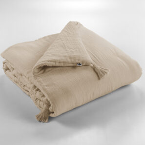 Bout de lit 90 x 200 cm Gaze de coton unie GAÏA Ficelle