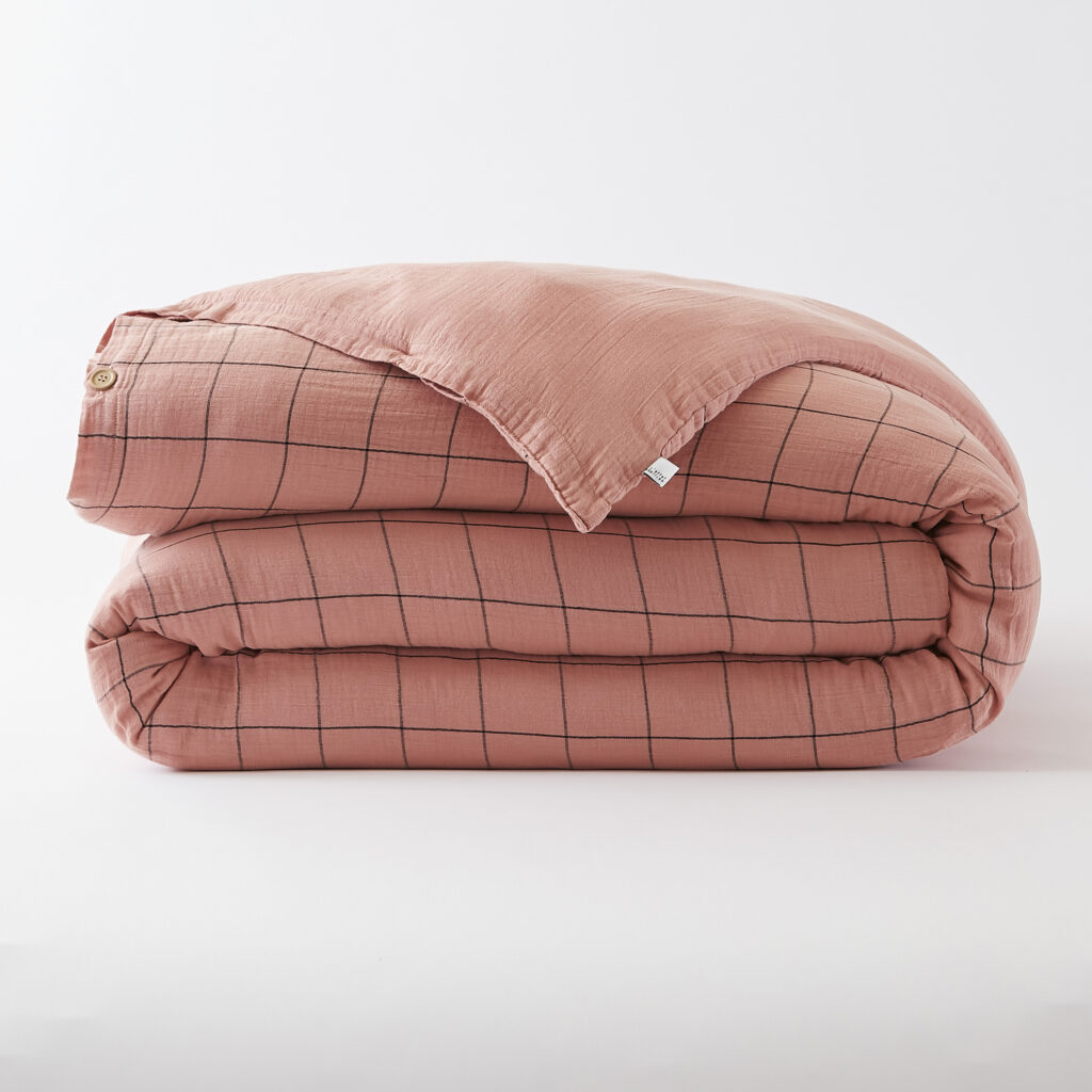 Duvet cover cotton gauze 140 x 200 cm GAÏA MATCH Rose pêche (pink)