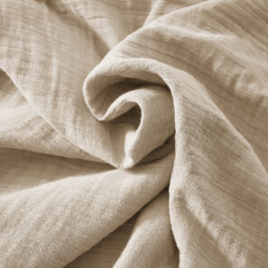 Fabric per meter Width 270 cm cotton gauze GAÏA Ficelle (beige)