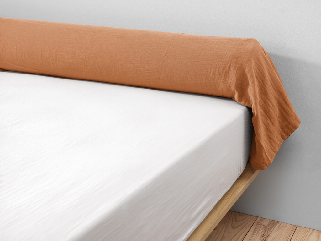 Kopfkissenrolle 85 x 185 cm Baumwollgaze GAIA Aprikose farbe