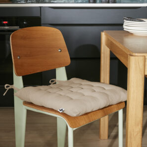 Chairpad with ties cotton gauze 40 x 40 cm GAÏA Ficelle (beige)