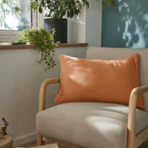 Abnehmbares Kissen 40 x 60 cm Baumwollgaze GAÏA Aprikose farbe
