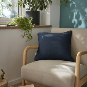 Cushion with zipper and pipping cotton gauze 45 x 45 cm GAÏA Minuit (dark blue)