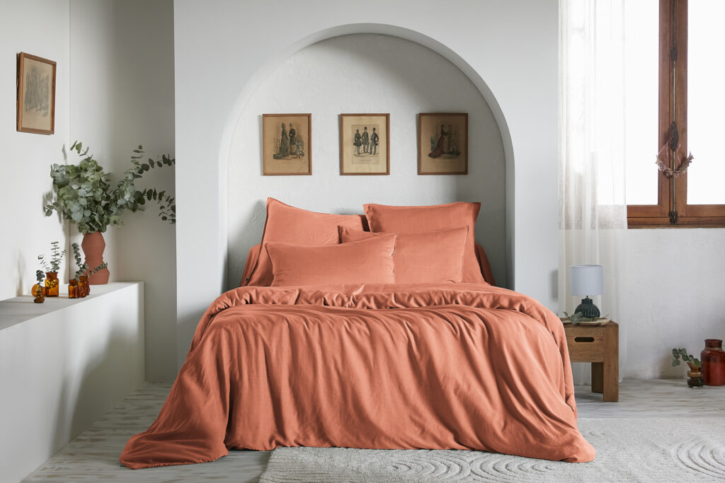 Housse de couette 140 x 200 cm Lyocell uni LYSANDRE Terracotta