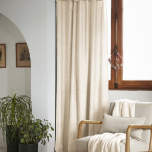 Adjustable curtain + 8 clip rings 140 x 270 cm Lyocell LYSANDRE Pampa (natural)