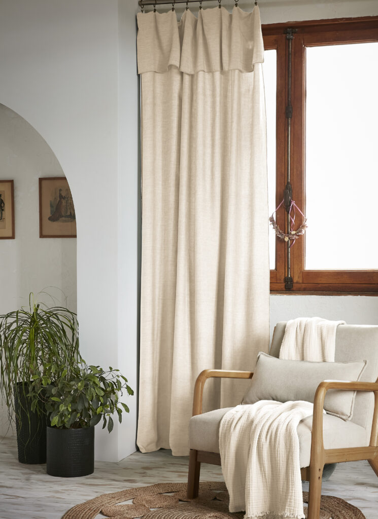 Adjustable curtain + 8 clip rings 140 x 270 cm Lyocell LYSANDRE Pampa (natural)