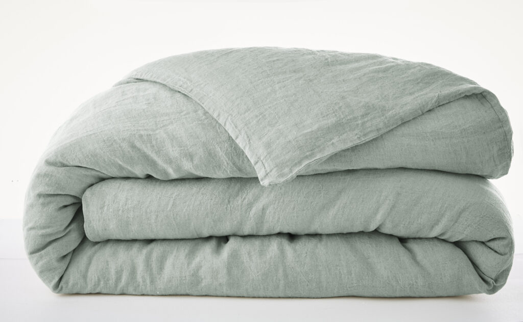 Duvet cover 200 x 200 cm washed linen SOLINE Eucalyptus (light blue)