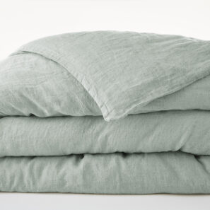 Duvet cover 200 x 200 cm washed linen SOLINE Eucalyptus (light blue)