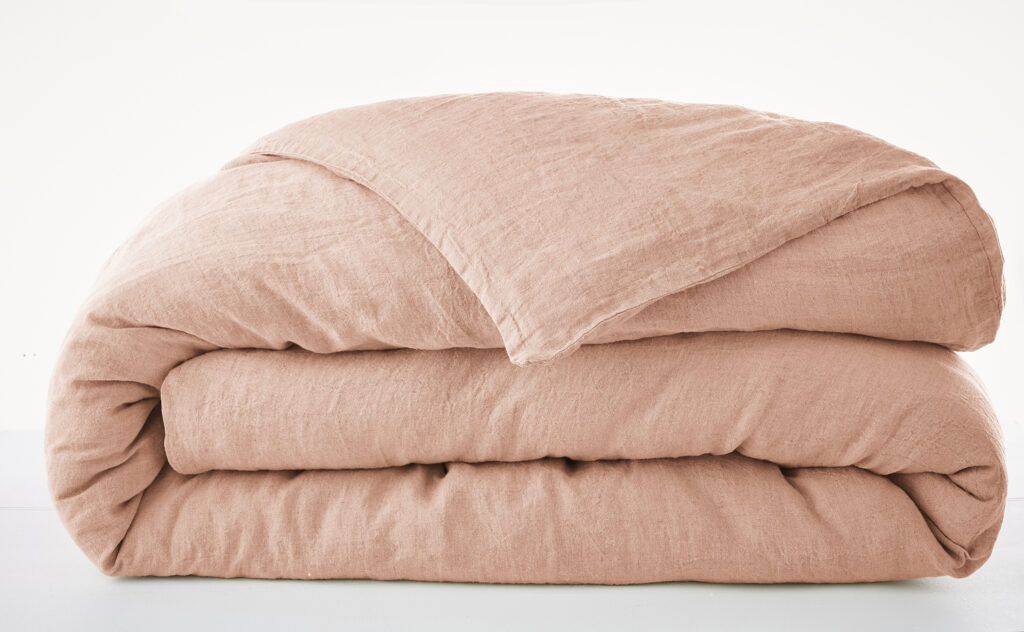 Duvet cover 140 x 200 cm washed linen SOLINE Vieux rose (old pink)