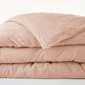 Duvet cover 140 x 200 cm washed linen SOLINE Vieux rose (old pink)