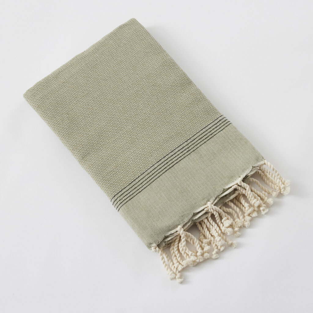 Fouta mit Fransen 100 x 200 cm garngefärbte Baumwolle ULYSSE Seerose