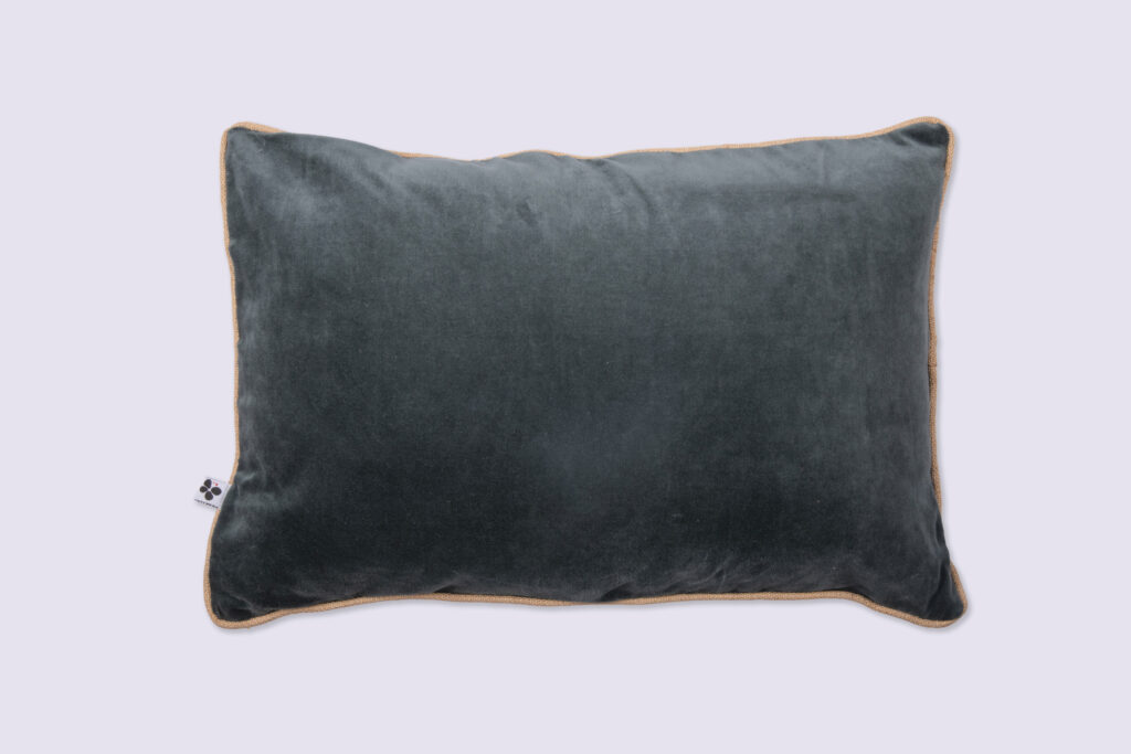 Abnehmbares Kissen 40 x 60 cm aus Baumwollsamt CÉSAR Ardoise (Dunkelgrau)
