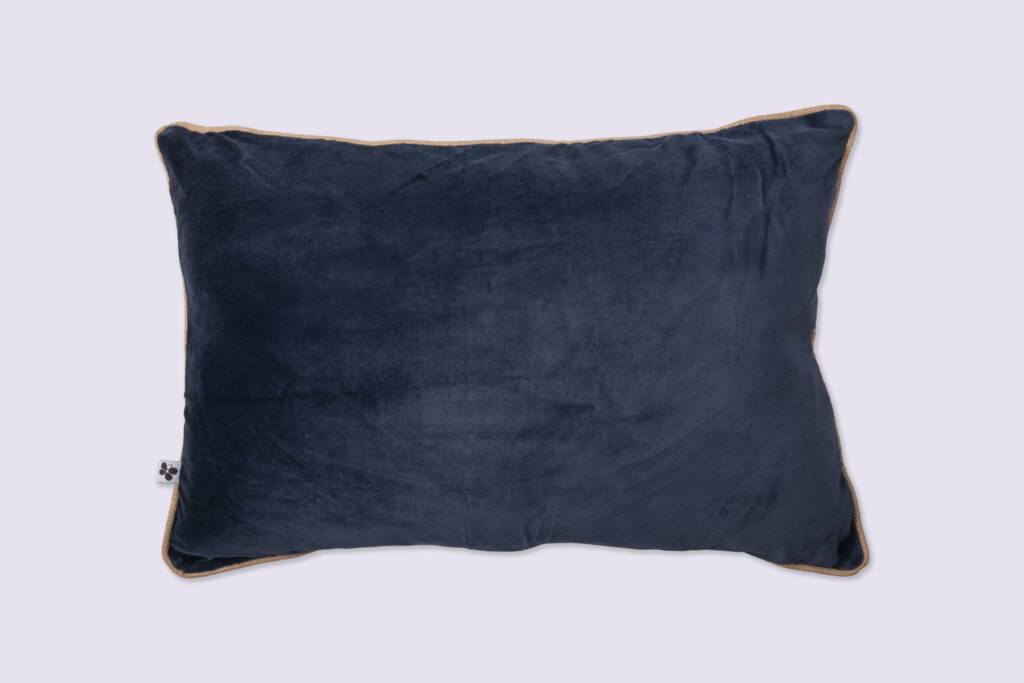 Abnehmbares Kissen 40 x 60 cm aus Baumwollsamt CÉSAR Minuit (Nachtblau)