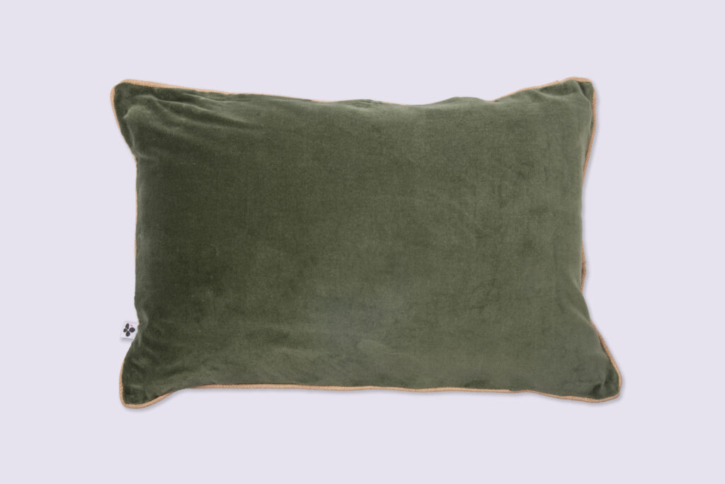 Abnehmbares Kissen 40 x 60 cm aus Baumwollsamt CÉSAR Thym (Kaki)