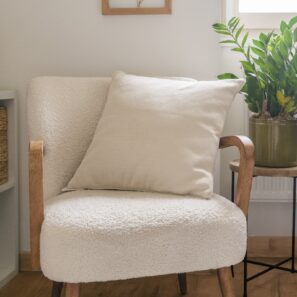 FA - Coussin déhoussable avec passepoil 50 x 50 cm Polyester chenille OSIRIS Sable