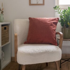 FA - Coussin déhoussable avec passepoil 50 x 50 cm Polyester chenille OSIRIS Terracotta