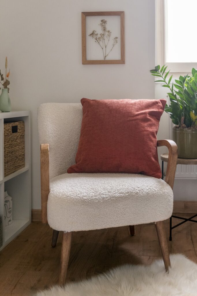 FA - Coussin déhoussable avec passepoil 50 x 50 cm Polyester chenille OSIRIS Terracotta