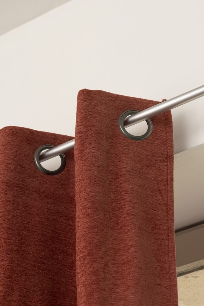 FA - Rideau + 8 oeillets 140 x 240 cm Polyester chenille + polaire OSIRIS Terracotta