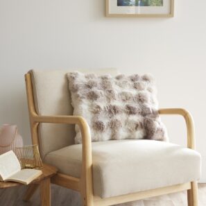 FA - Coussin imprimé déhoussable 50 x 50 cm Polyester  fausse fourrure ASTRA Taupe