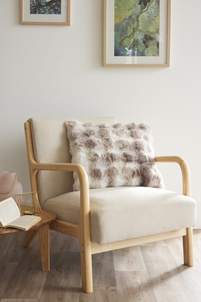 FA - Coussin imprimé déhoussable 50 x 50 cm Polyester fausse fourrure ASTRA Taupe
