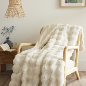 FA - Plaid 125 x 150 cm Polyester fausse fourrure ASTRA Ivoire