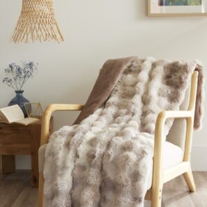 FA - Plaid 125 x 150 cm Polyester fausse fourrure ASTRA Taupe
