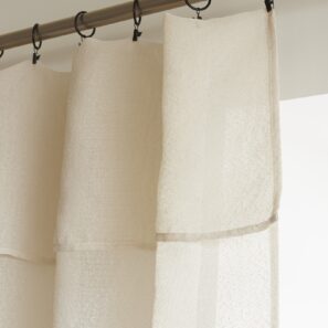 FA - Curtain with 8 black clip rings 140 x 270 cm ELDA solid boucle effect Sable (Beige)