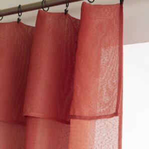 FA - Curtain with 8 black clip rings 140 x 270 cm ELDA solid boucle effect Terracotta (Orange)