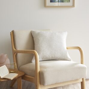 FA - Coussin déhoussable avec passepoil 50 x 50 cm Polyester fils teints jacquard ELIOS Ivoire