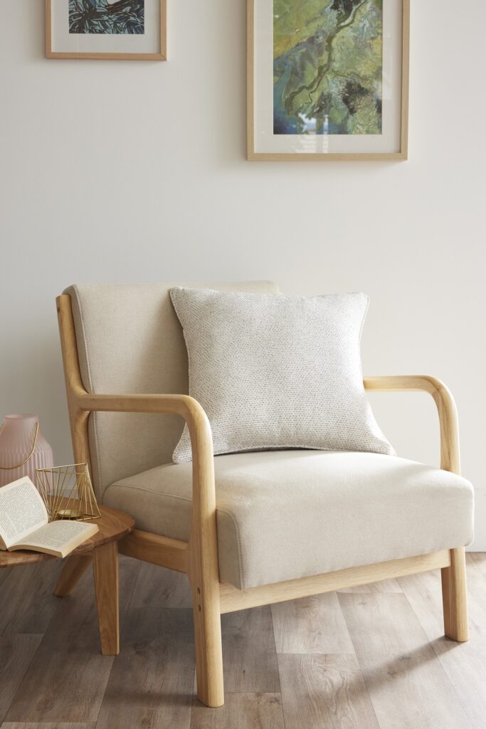 FA - Coussin déhoussable avec passepoil 50 x 50 cm Polyester fils teints jacquard ELIOS Ivoire