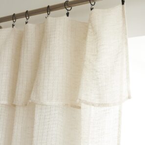 FA - Curtain with 8 black clip rings 140 x 270 cm FREYA Polyester knitt Sable (Beige)