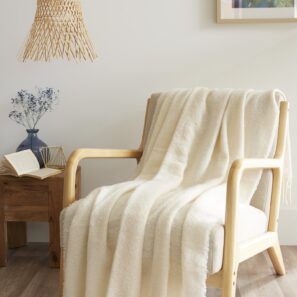 FA - Plaid 130 x 170 cm Polyester tricot uni MELIA Ivoire