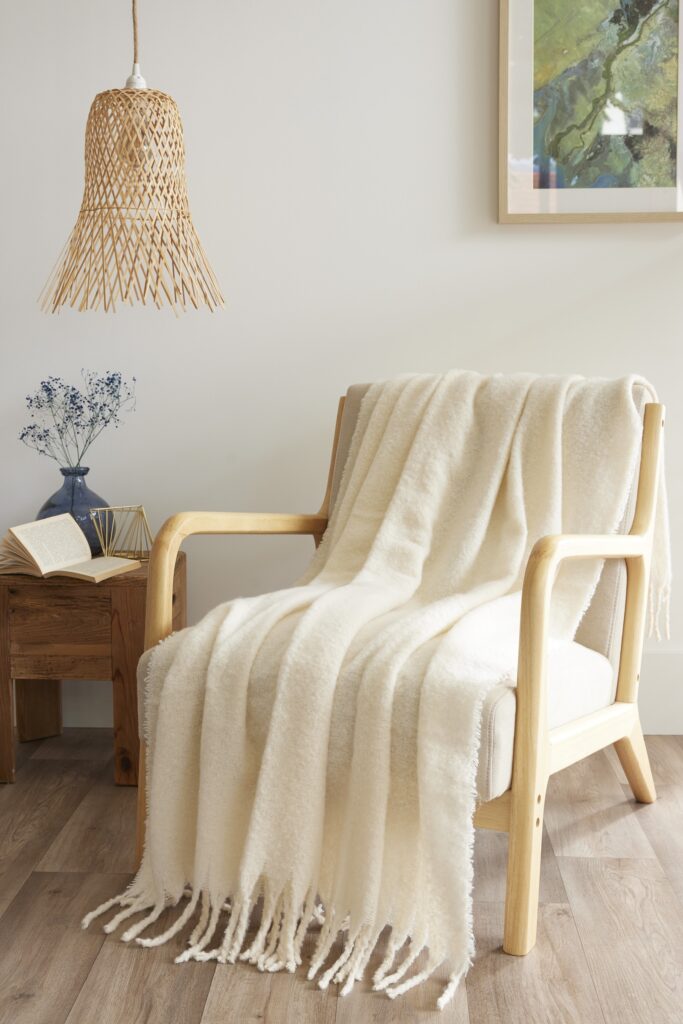 FA - Plaid 130 x 170 cm Polyester tricot uni MELIA Ivoire
