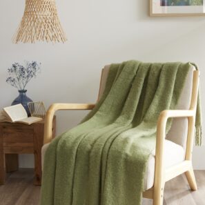 FA - Plaid 130 x 170 cm Polyester tricot uni MELIA Olive
