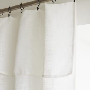 FA - Curtain with 8 black clip rings 140 x 270 cm NIA linen effect Ivoire (White)
