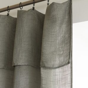 FA - Rideau ajustable + 8 anneaux pince 140 x 270 cm Polyester effet lin NIA Kaki