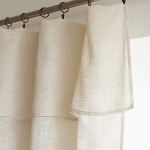 FA - Rideau ajustable + 8 anneaux pince 140 x 270 cm Polyester effet lin NIA Sable