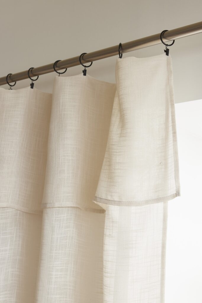 FA - Rideau ajustable + 8 anneaux pince 140 x 270 cm Polyester effet lin NIA Sable