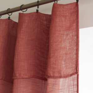 FA - Rideau ajustable + 8 anneaux pince 140 x 270 cm Polyester effet lin NIA Terracotta