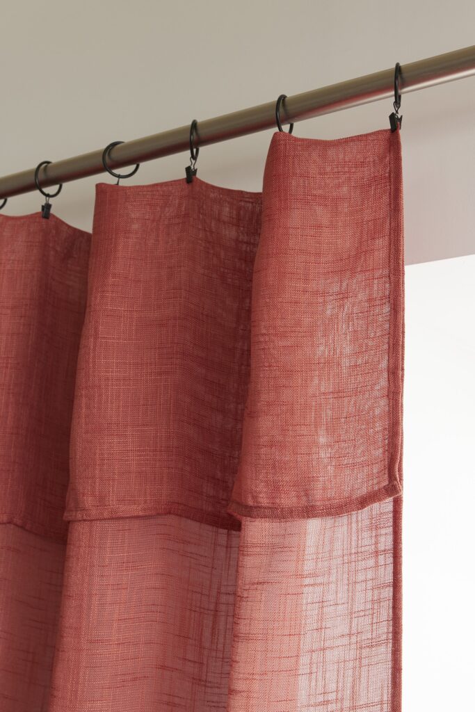 FA - Rideau ajustable + 8 anneaux pince 140 x 270 cm Polyester effet lin NIA Terracotta