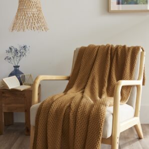 FA - Plaid 125 x 150 cm Polyester tricot uni OLYMPIA Camel
