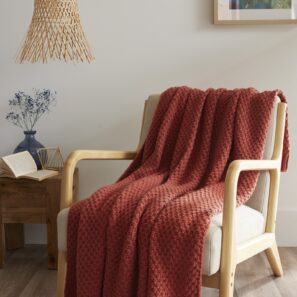 FA - Plaid 125 x 150 cm Polyester tricot uni OLYMPIA Terracotta